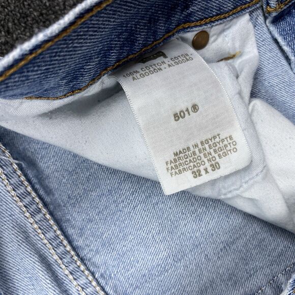 Levi's 501 Jeans Men's Blue Straight Leg Button Fly Stretch Jeans Size 32x30 - Picture 7 of 7